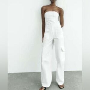 NWT Zara White Strapless Jumpsuit